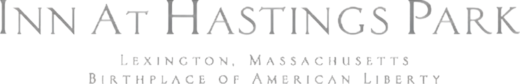 Text logo reads: Inn at Hastings Park. Lexington, Massachusetts. Birthplace of American Liberty.