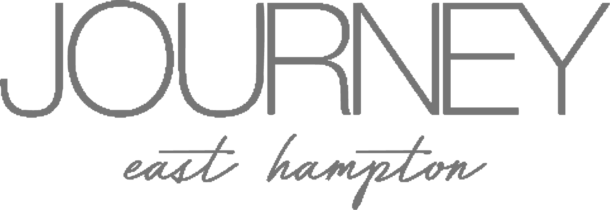 Gray text logo reads JOURNEY in large letters with east hampton in cursive below.