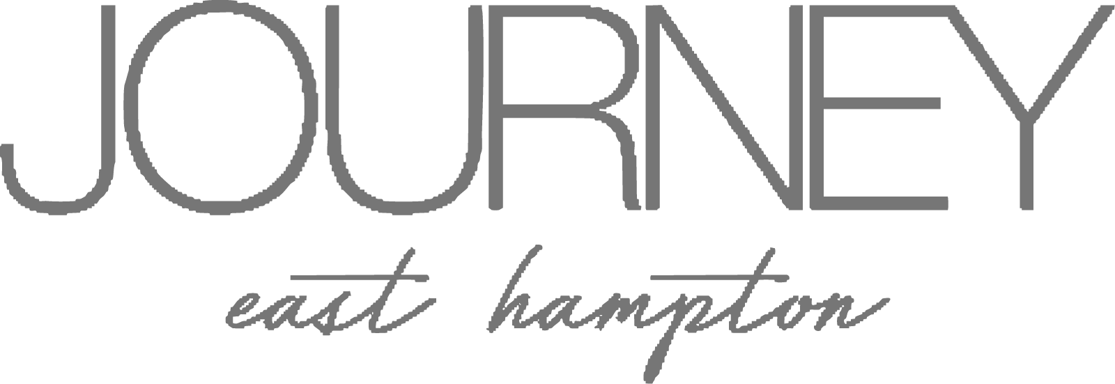 Gray text logo reads JOURNEY in large letters with east hampton in cursive below.
