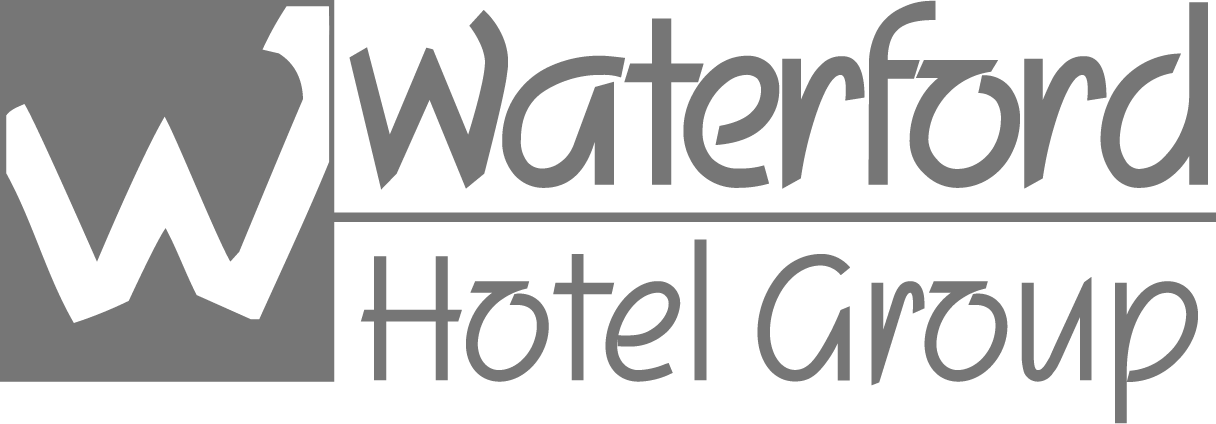 Logo for Waterford Hotel Group featuring a large stylized W next to the company name in bold, modern lettering.